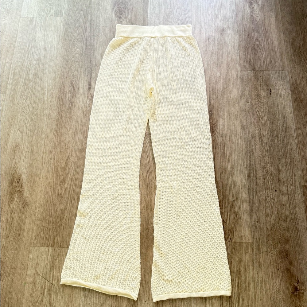 monday swimwear ivory knit wide leg high waist bikini cover up pants size XS (P) - Picture 3 of 6